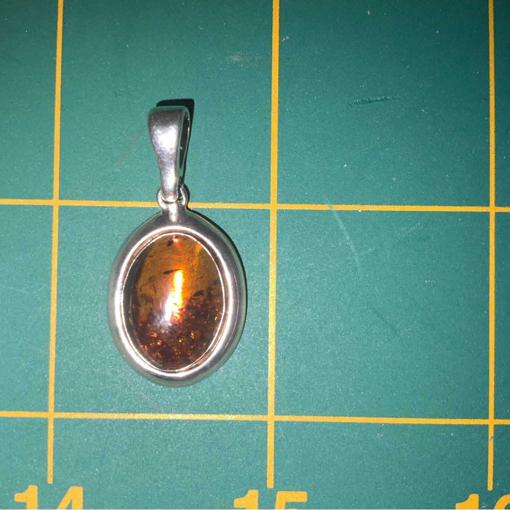 Sterling Silver Amber Pendant